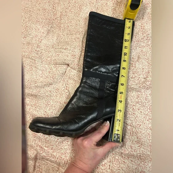 Vintage Miu Miu Black Heeled Leather Boots - Picture 5 of 10